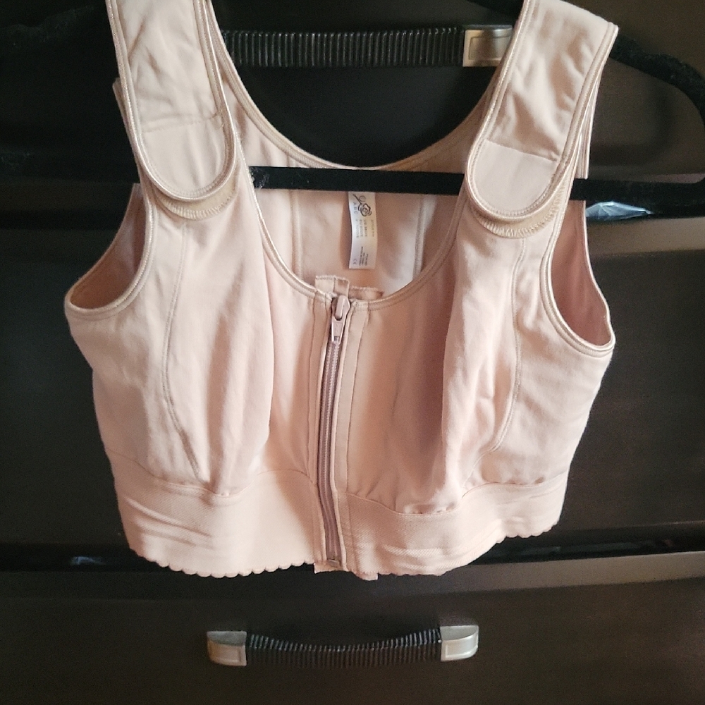 Beige Zip-Up Compression BRA SIZE 38DD/E